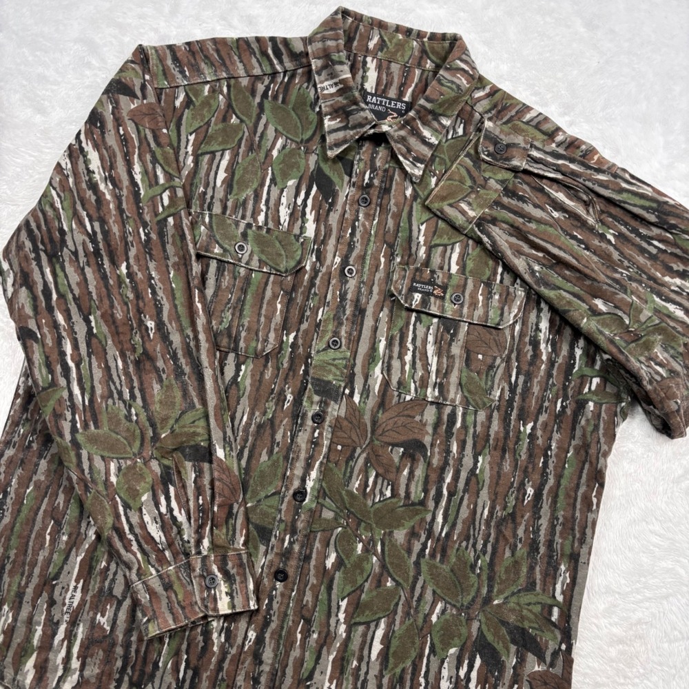 VTG 90s Rattlers Brand Realtree Camo Shirt Mens XL Heavy Hunt Treebark Made USA - Picture 3 of 13